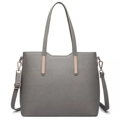 LT6648 - Miss Lulu Three Piece Tote Shoulder Bag And Clutch - Grey by All Mart Bristol Ltd