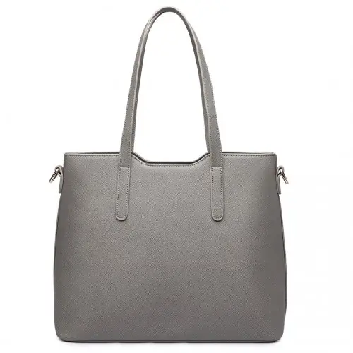 LT6648 - Miss Lulu Three Piece Tote Shoulder Bag And Clutch - Grey by All Mart Bristol Ltd