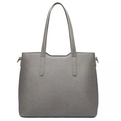 LT6648 - Miss Lulu Three Piece Tote Shoulder Bag And Clutch - Grey by All Mart Bristol Ltd