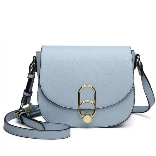 LZ1831 - MISS LULU CROSS BODY SADDLE BAG - BLUE by All Mart Bristol Ltd