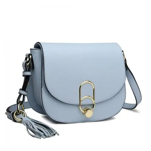 LZ1831 - MISS LULU CROSS BODY SADDLE BAG - BLUE by All Mart Bristol Ltd