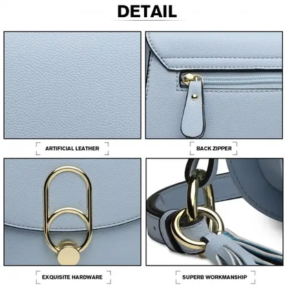 LZ1831 - MISS LULU CROSS BODY SADDLE BAG - BLUE by All Mart Bristol Ltd