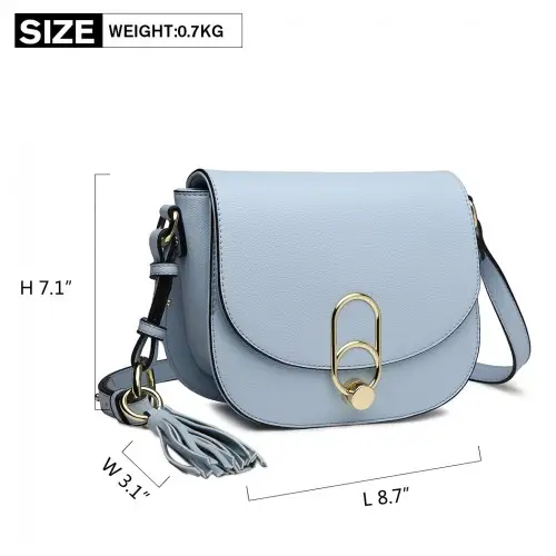 LZ1831 - MISS LULU CROSS BODY SADDLE BAG - BLUE by All Mart Bristol Ltd