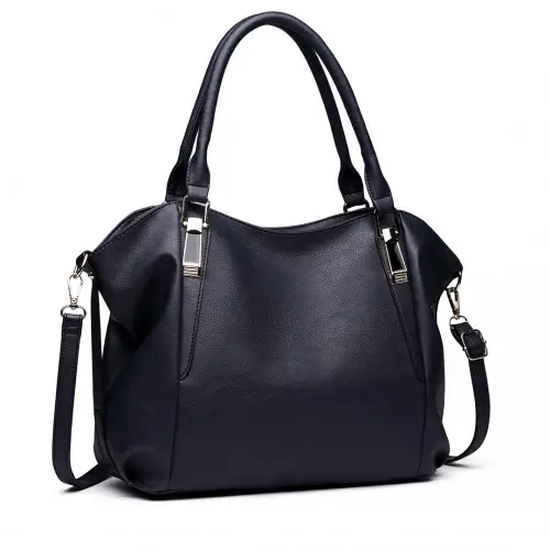S1716 - Miss Lulu Soft Leather Elegant Simple Shoulder Bag - Navy by All Mart Bristol Ltd