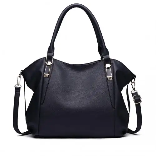 S1716 - Miss Lulu Soft Leather Elegant Simple Shoulder Bag - Navy by All Mart Bristol Ltd