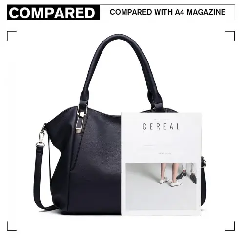 S1716 - Miss Lulu Soft Leather Elegant Simple Shoulder Bag - Navy by All Mart Bristol Ltd