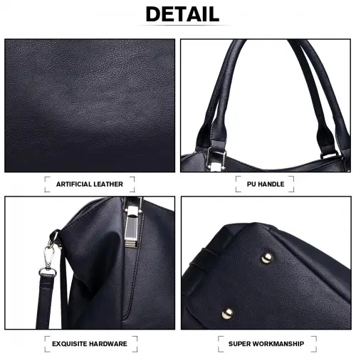 S1716 - Miss Lulu Soft Leather Elegant Simple Shoulder Bag - Navy by All Mart Bristol Ltd