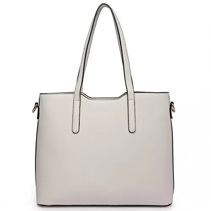 LT6648 - Miss Lulu Three Piece Tote Shoulder Bag And Clutch - White by All Mart Bristol Ltd