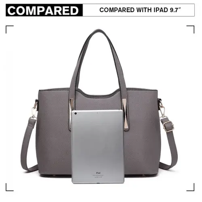S1719 - Miss Lulu Pu Leather Handbag & Purse - Grey by All Mart Bristol Ltd