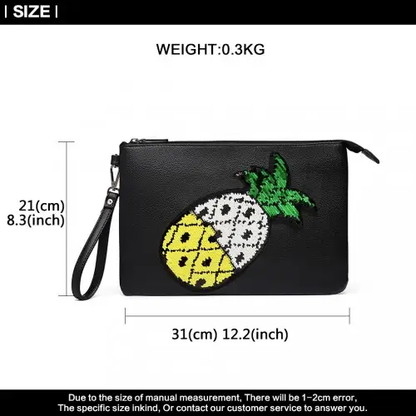 LT6822P-MISS LULU MISS LULU PU LEATHER SEQUIN PINEAPPLE CLUTCH BAG BLACK by All Mart Bristol Ltd