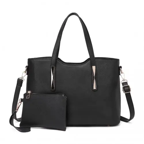 S1719 - Miss Lulu PU Leather Handbag & Purse - Black by All Mart Bristol Ltd