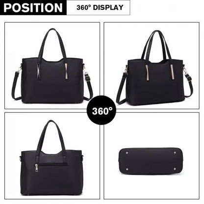 S1719 - Miss Lulu PU Leather Handbag & Purse - Black by All Mart Bristol Ltd