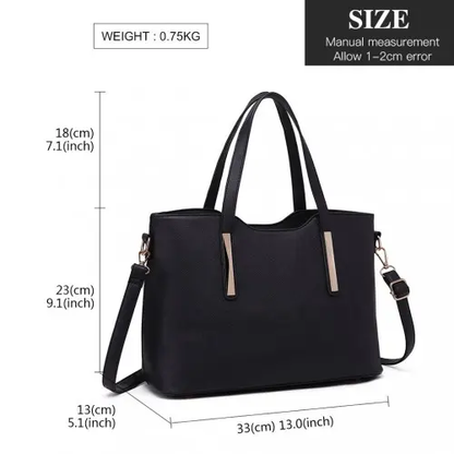 S1719 - Miss Lulu PU Leather Handbag & Purse - Black by All Mart Bristol Ltd