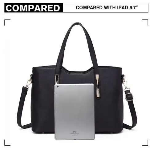 S1719 - Miss Lulu PU Leather Handbag & Purse - Black by All Mart Bristol Ltd