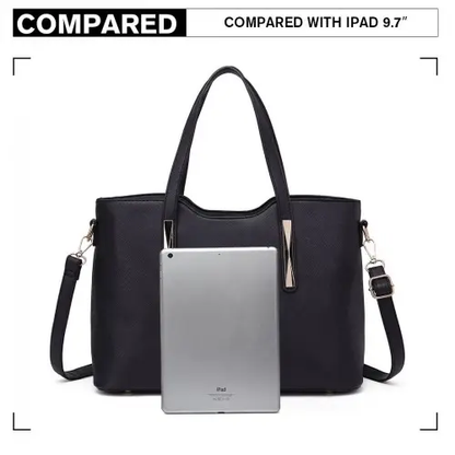 S1719 - Miss Lulu PU Leather Handbag & Purse - Black by All Mart Bristol Ltd