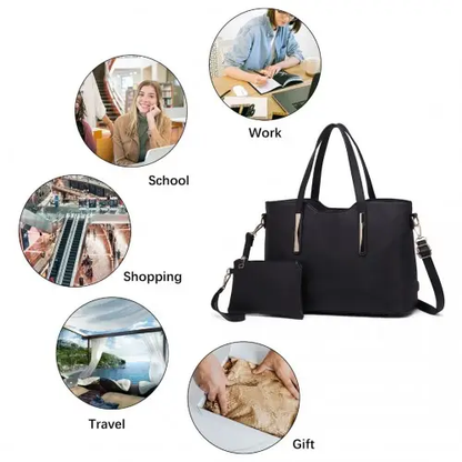 S1719 - Miss Lulu PU Leather Handbag & Purse - Black by All Mart Bristol Ltd