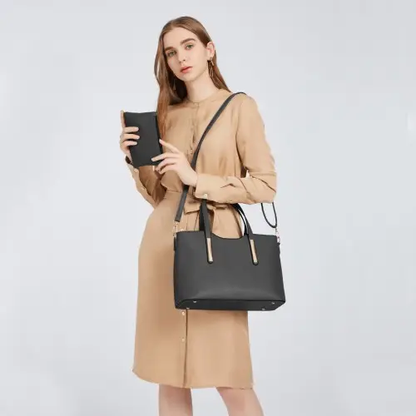 S1719 - Miss Lulu PU Leather Handbag & Purse - Black by All Mart Bristol Ltd