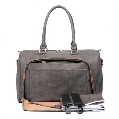 LT6638 - Miss Lulu Leather Look Maternity Changing Shoulder Bag Grey by All Mart Bristol Ltd