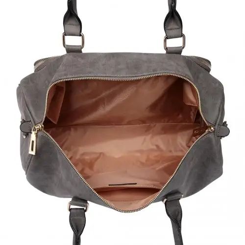 LT6638 - Miss Lulu Leather Look Maternity Changing Shoulder Bag Grey by All Mart Bristol Ltd