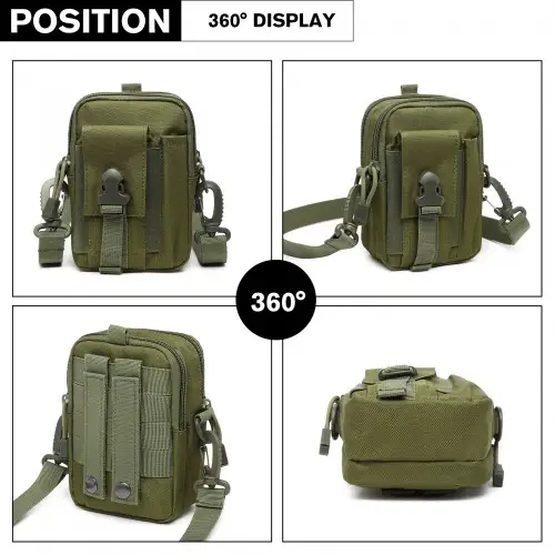 S2053 - Kono Casual Small Canvas Cross Body Bag - Green by All Mart Bristol Ltd