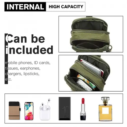 S2053 - Kono Casual Small Canvas Cross Body Bag - Green by All Mart Bristol Ltd