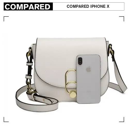 LZ1831 - MISS LULU CROSS BODY SADDLE BAG - WHITE by All Mart Bristol Ltd