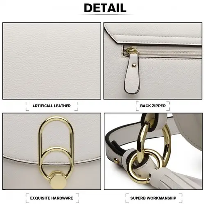 LZ1831 - MISS LULU CROSS BODY SADDLE BAG - WHITE by All Mart Bristol Ltd