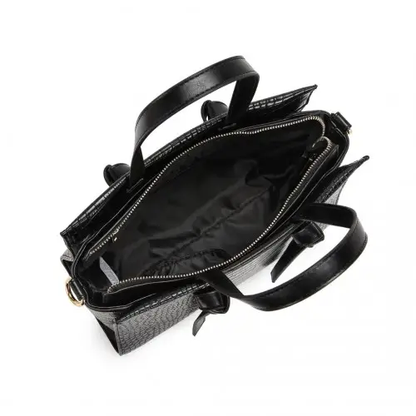 LT2135 - Miss Lulu Crocodile Pattern Large Capacity Leather Cross-body Handbag - Black by All Mart Bristol Ltd