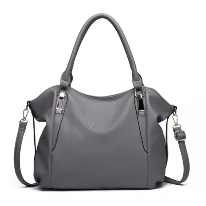 S1716 - Miss Lulu Soft Leather Elegant Simple Shoulder Bag - Dark Grey by All Mart Bristol Ltd
