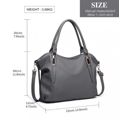 S1716 - Miss Lulu Soft Leather Elegant Simple Shoulder Bag - Dark Grey by All Mart Bristol Ltd