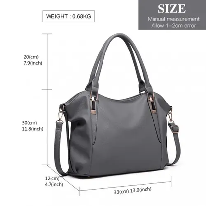 S1716 - Miss Lulu Soft Leather Elegant Simple Shoulder Bag - Dark Grey by All Mart Bristol Ltd