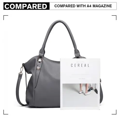 S1716 - Miss Lulu Soft Leather Elegant Simple Shoulder Bag - Dark Grey by All Mart Bristol Ltd