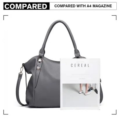 S1716 - Miss Lulu Soft Leather Elegant Simple Shoulder Bag - Dark Grey by All Mart Bristol Ltd