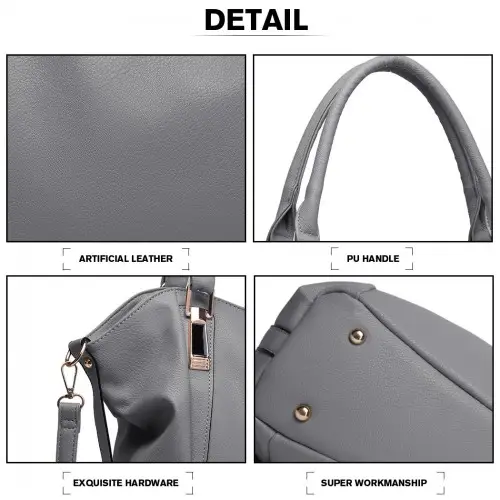 S1716 - Miss Lulu Soft Leather Elegant Simple Shoulder Bag - Dark Grey by All Mart Bristol Ltd