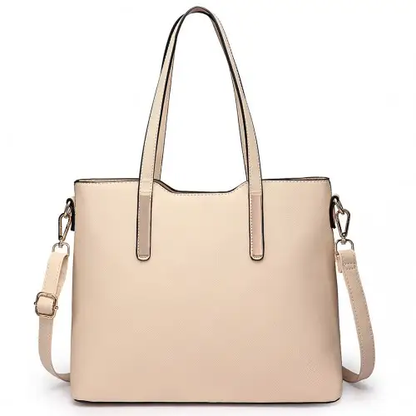 LT6648 - Miss Lulu Three Piece Tote Shoulder Bag And Clutch - Beige by All Mart Bristol Ltd