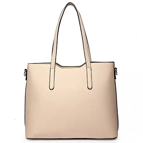 LT6648 - Miss Lulu Three Piece Tote Shoulder Bag And Clutch - Beige by All Mart Bristol Ltd