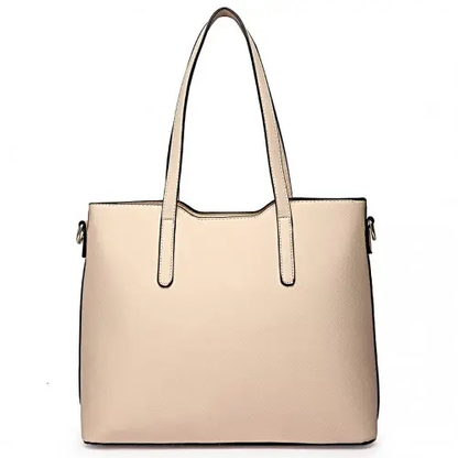 LT6648 - Miss Lulu Three Piece Tote Shoulder Bag And Clutch - Beige by All Mart Bristol Ltd