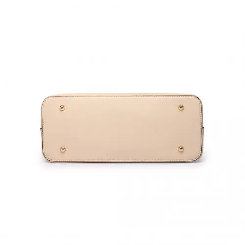 LT6648 - Miss Lulu Three Piece Tote Shoulder Bag And Clutch - Beige by All Mart Bristol Ltd