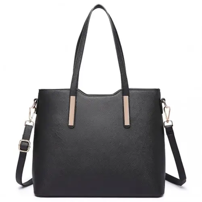 LT6648 - Miss Lulu Three Piece Tote Shoulder Bag And Clutch - Black by All Mart Bristol Ltd