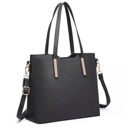 LT6648 - Miss Lulu Three Piece Tote Shoulder Bag And Clutch - Black by All Mart Bristol Ltd