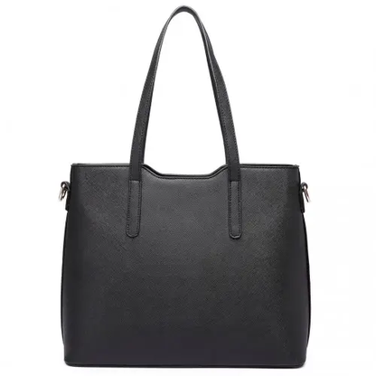 LT6648 - Miss Lulu Three Piece Tote Shoulder Bag And Clutch - Black by All Mart Bristol Ltd