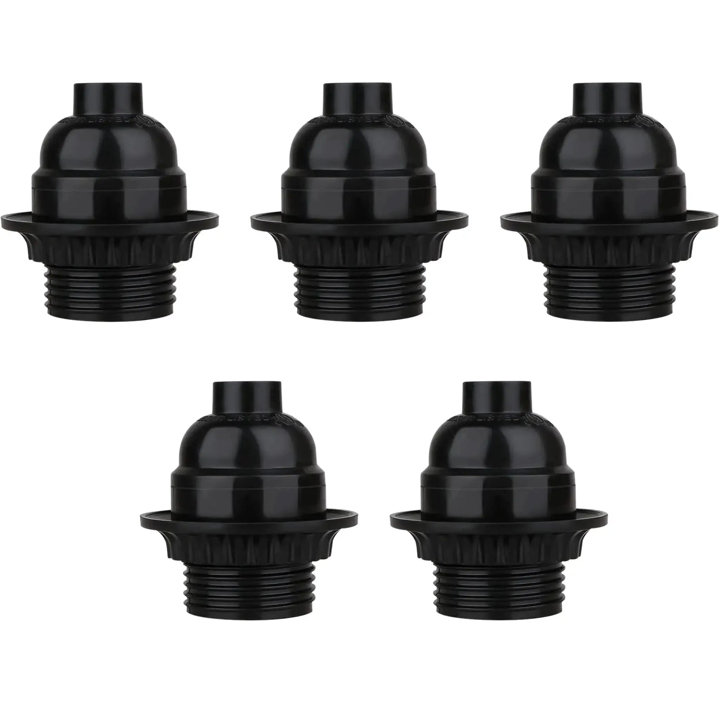 E27 Lamp Holder Black Plastic Pendant Socket Screw Cap 5 Pack ~4390 by LEDSone UK Ltd
