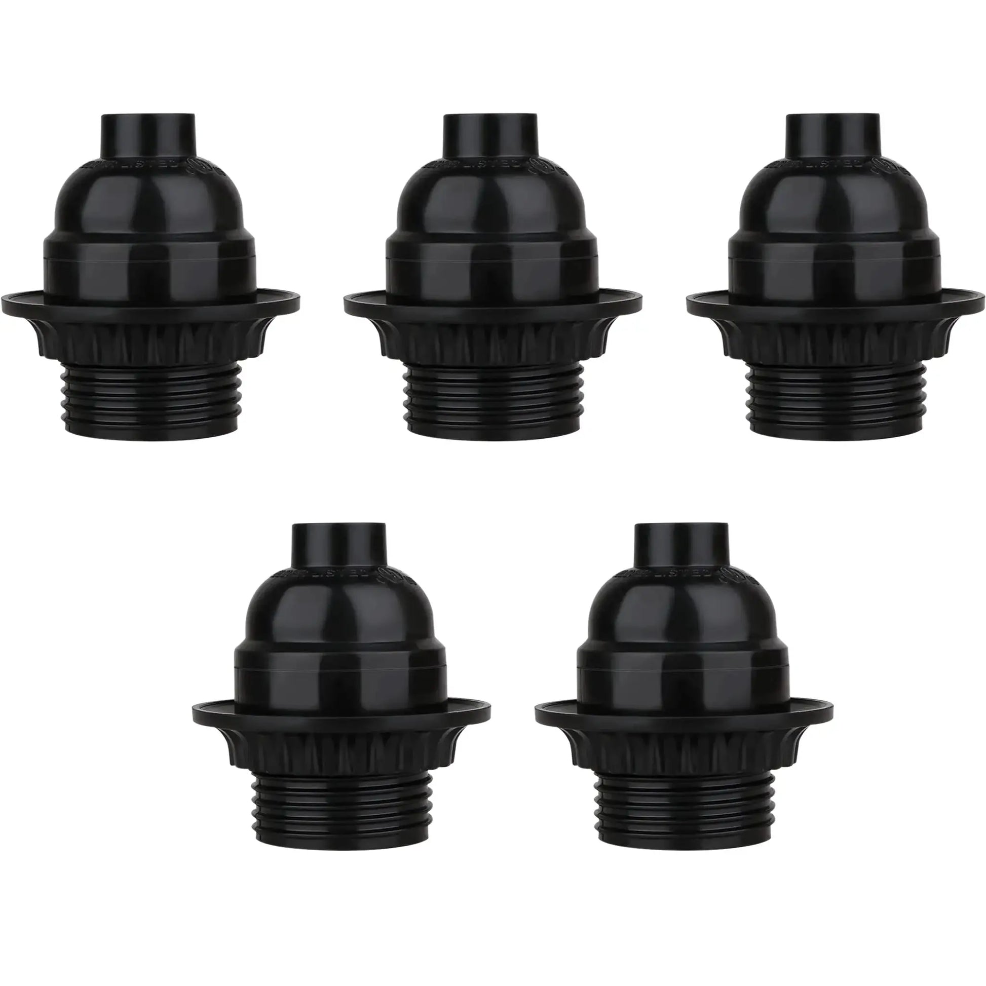 E27 Lamp Holder Black Plastic Pendant Socket Screw Cap 5 Pack ~4390 by LEDSone UK Ltd