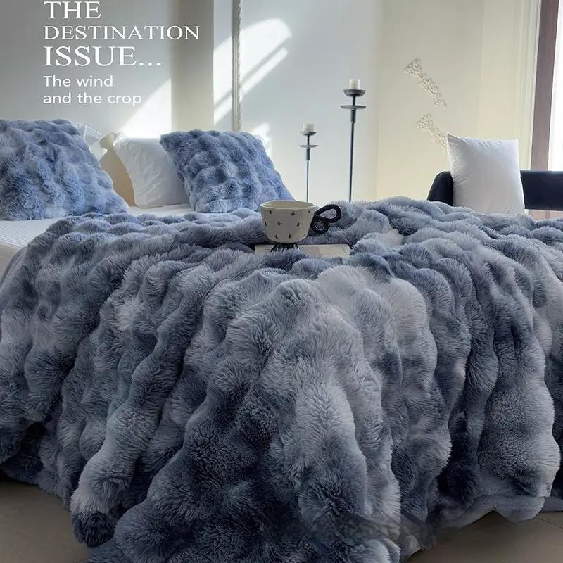 Polyester Carpet Rabbit Bubble Velvet Thickened Nap Blanket Quilt by Dropshipman