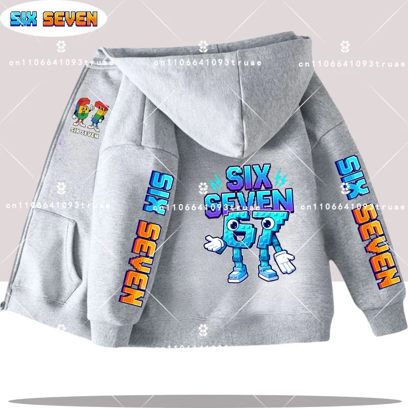 Hot Six Seven Children's Zip Up Hoodies Funny 67 Brainrot Zipper Hoody Clothes Kid Girl Boy Baby Casual Fashion Tops Sweatshirts by All Mart Bristol Ltd