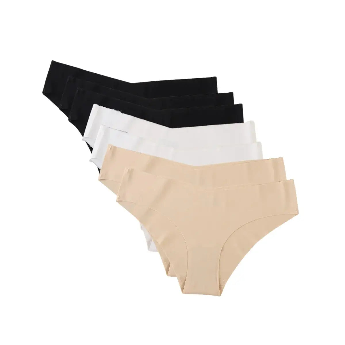 7Pcs/Set Women's V-Waist Panties Seamless Low-Waist Bikin Briefs Ladies Sexy Lingerie Ice Silk No Show Invisible Underwear XS-XL by All Mart Bristol Ltd