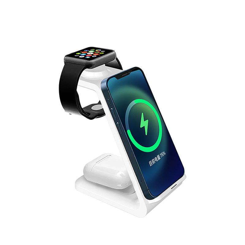 3-in-1 Multi-functional Upright Mobile Phone Holder Dual Coil Wireless Charger by Dropshipman