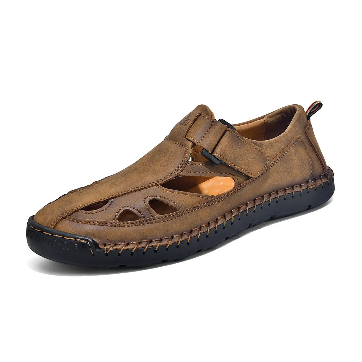 Breathable Hand-Sewn Mens Closed-Toe Sandals by Dropshipman