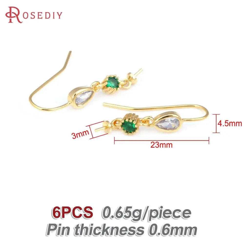 18K Gold Color Brass Can fit Half Hole Beads with Half Pins Earrings Hooks High Quality Jewelry Making Diy Findings Accessories by All Mart Bristol Ltd
