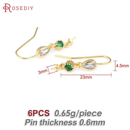 18K Gold Color Brass Can fit Half Hole Beads with Half Pins Earrings Hooks High Quality Jewelry Making Diy Findings Accessories by All Mart Bristol Ltd